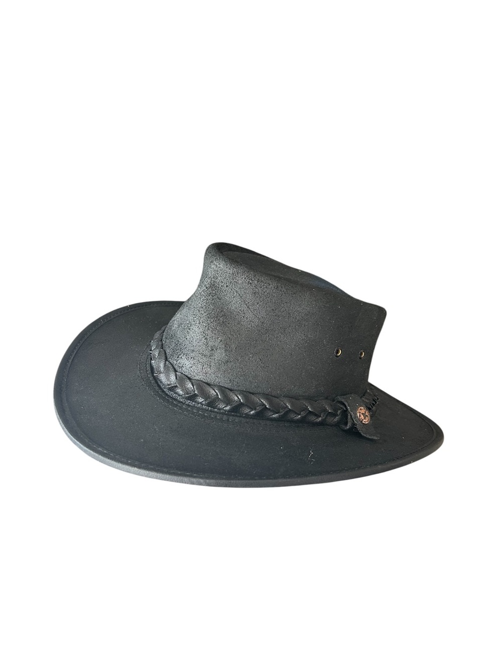 Black Leather Outback Hat Braided Band Handmade Australia - Picture 2 of 8